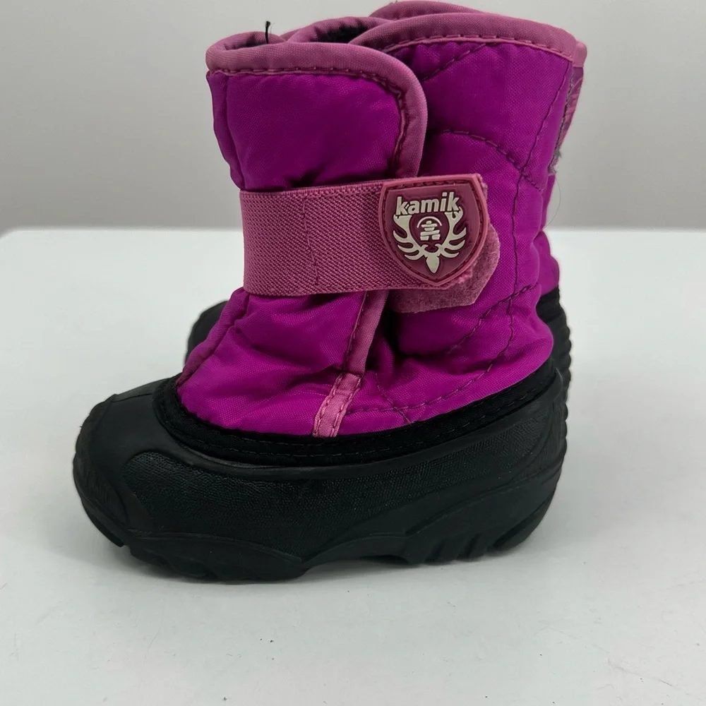 Kamik Pink Black Kids Winter Snow Boots Girls Baby 6 - Picture 4 of 7